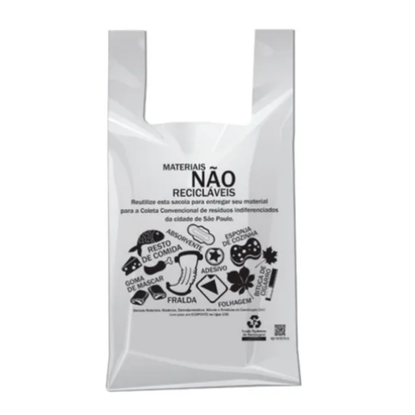 Sacola Plástica Biodegradável Cinza 48x55