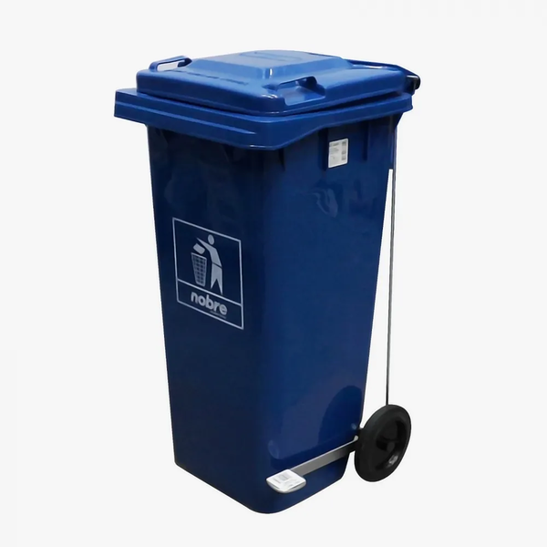 Carro Coletor de lixo Mod. Europeu 120 litros c/ Pedal - AZUL