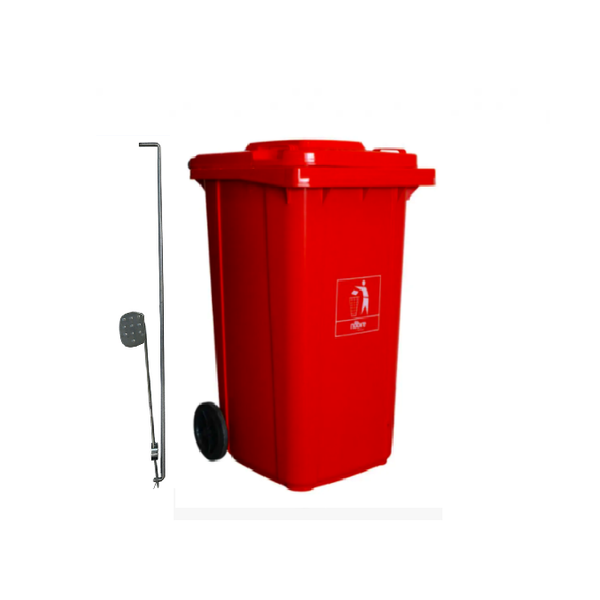 Carro Coletor de lixo Mod. Europeu 240 litros c/ Pedal - VERMELHO
