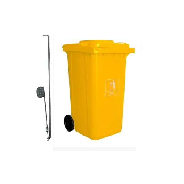 Carro Coletor de lixo Mod. Europeu 240 litros c/ Pedal - AMARELO