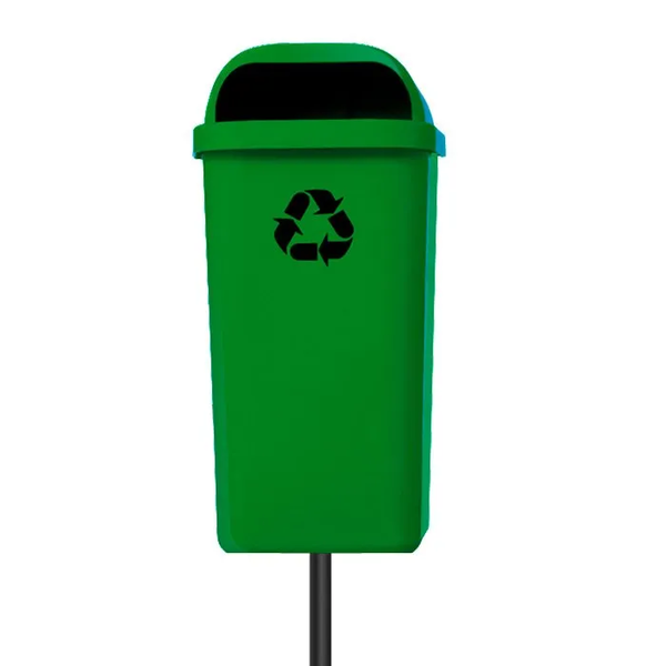 Lixeira Papeleira Gruplast Com Poste 50 Litros cor: VERDE