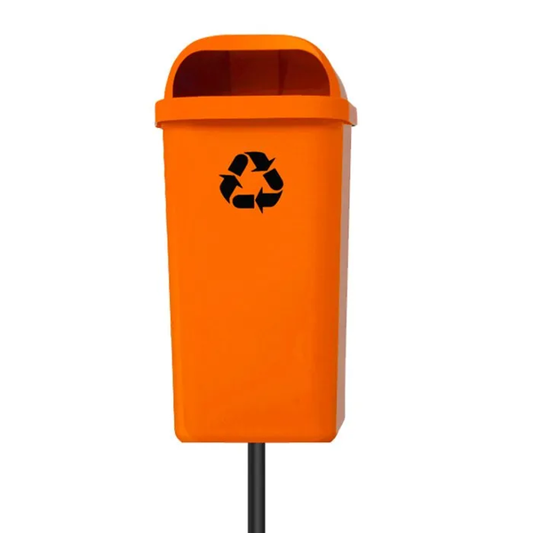 Lixeira Papeleira Gruplast Com Poste 50 Litros Cor: LARANJA 