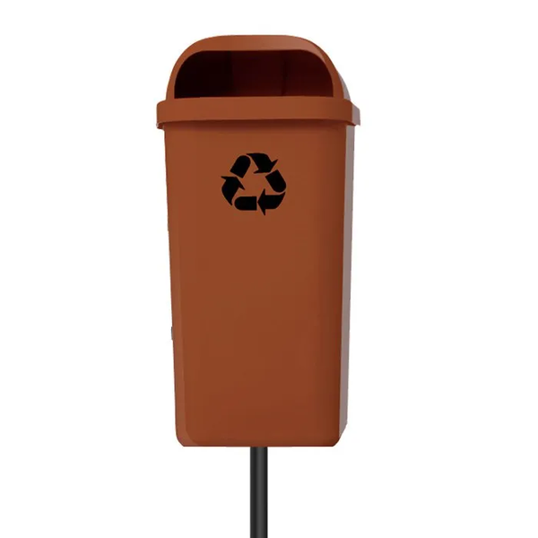 Lixeira Papeleira Gruplast Com Poste 50 Litros Cor: MARROM 