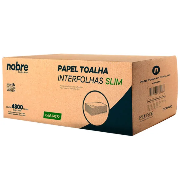 Papel Toalha Interfolhas Slim - 20x20 cm - com 4.800 folhas - Nobre