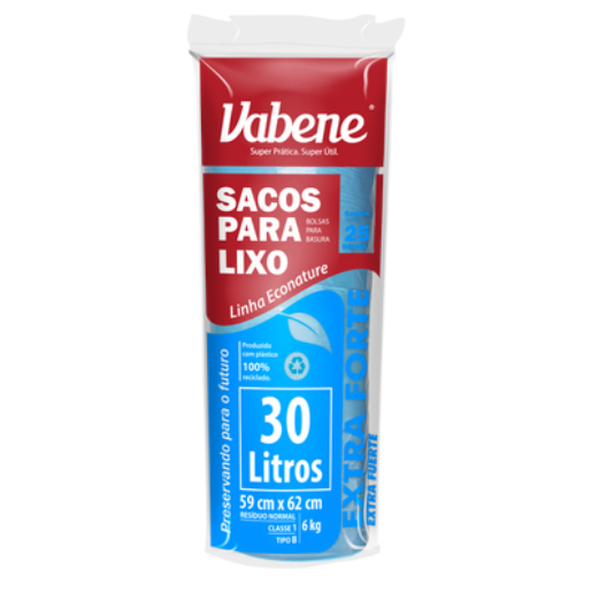 Saco para Lixo Azul 30 Litros – Bobina Picotada com 25 Unidades – Vabene