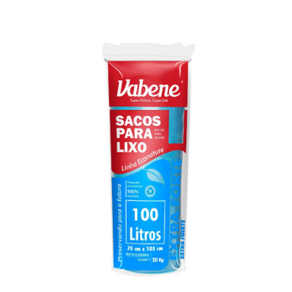 Saco para Lixo Azul 100 Litros – Extra Forte – Vabene – Rolo com 10 Unidades
