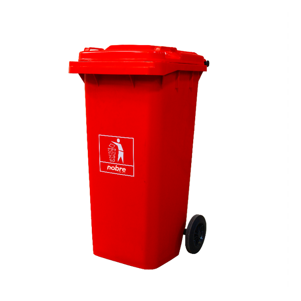 Coletora Plástica c/ Rodas - 120l - Mod. Europeu - Nobre - VERMELHO
