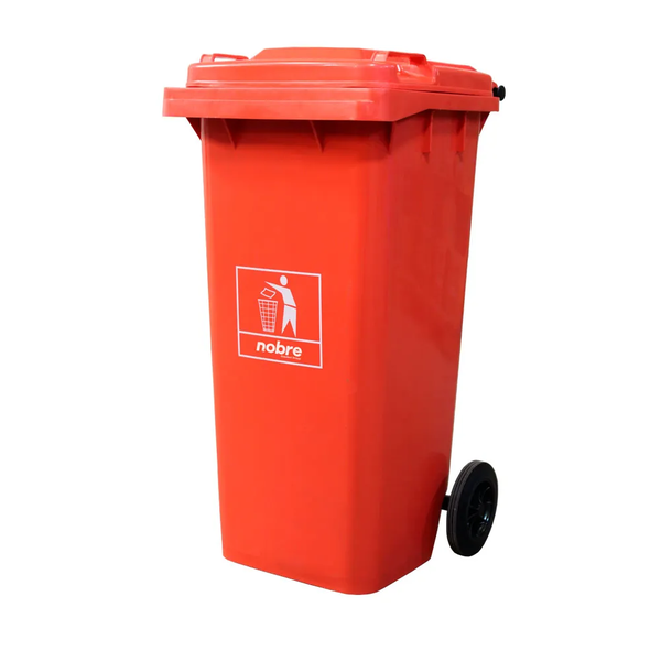 Coletora Plástica c/ Rodas - 120l - Mod. Europeu - Nobre - LARANJA