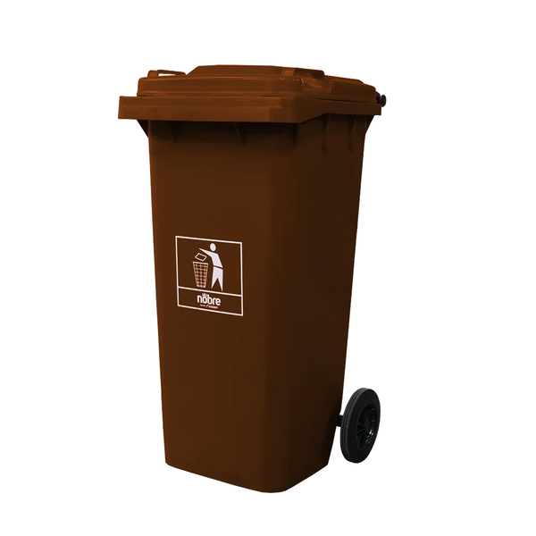 Coletora Plástica c/ Rodas - 120l - Mod. Europeu - Nobre - MARROM