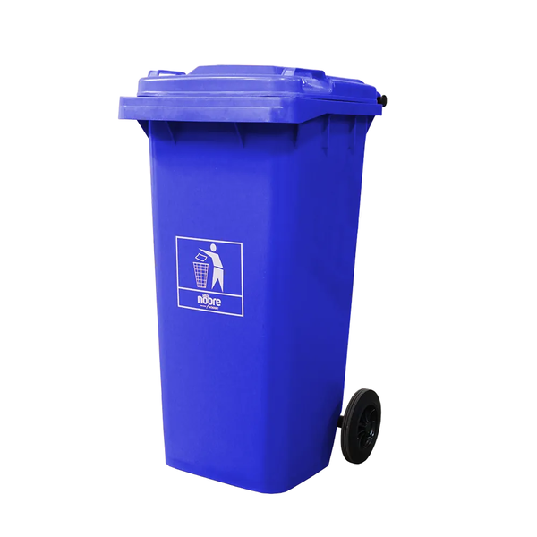 Coletora Plástica c/ Rodas - 120l - Mod. Europeu - Nobre - AZUL