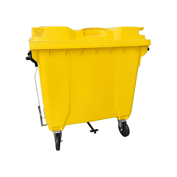 Coletora de Lixo 1000 Litros C/Rodas e PEDAL - AMARELO