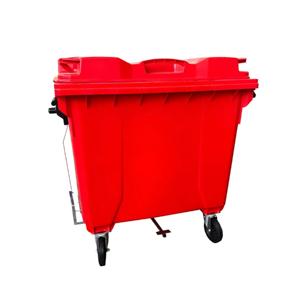 Coletora de Lixo 1000 Litros C/Rodas e PEDAL - VERMELHA
