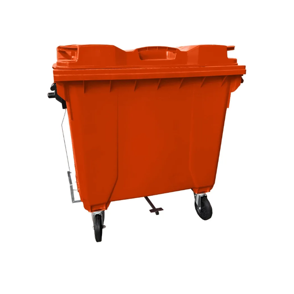 Coletora de Lixo 1000 Litros C/Rodas e PEDAL - LARANJA