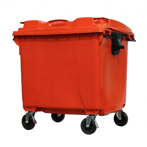 Coletora Plástica c/ Rodas 1000 Litros - LARANJA