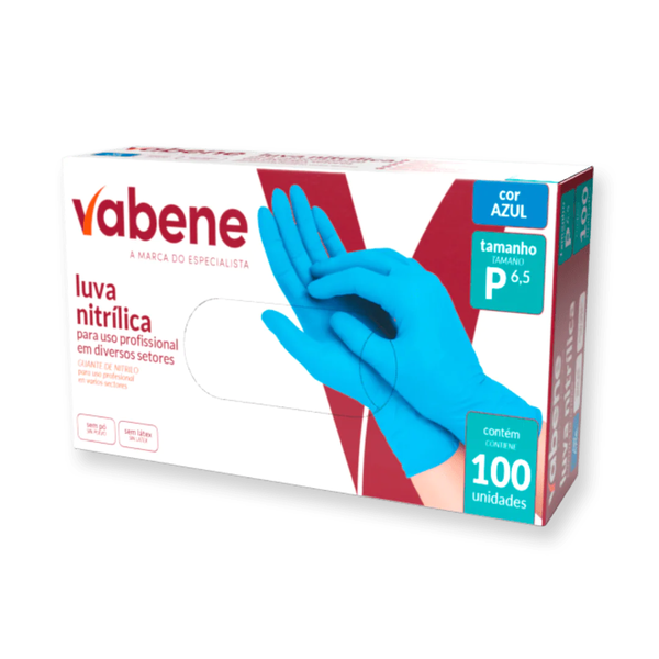 Luva Nitrílica Sem Pó Vabene – Caixa C/ 100 Unidades - P | Cor: Preta, Tamanho: P, Conjunto: 100 unidades