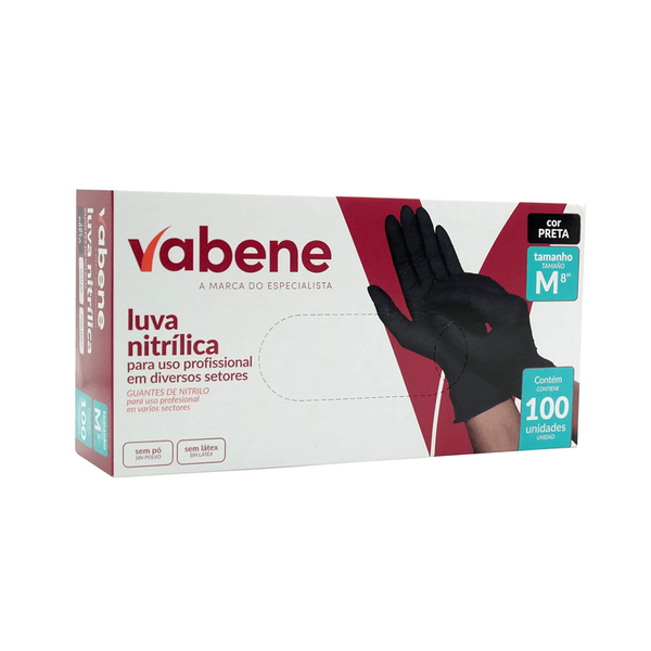 Luva Nitrílica Sem Pó Vabene – Caixa C/ 100 Unidades - M | Cor: Azul, Tamanho: M, Conjunto: 100 unidades, Tipo de Material: Nitrílica
