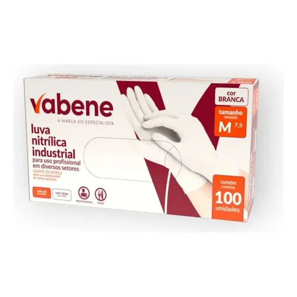 Luva Nitrílica Sem Pó Vabene – Caixa C/ 100 Unidades - M | Cor: Azul, Tamanho: M, Conjunto: 100 unidades, Tipo de Material: Nitrílica