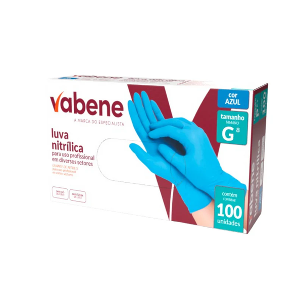 Luva Nitrílica Sem Pó Vabene – Caixa C/ 100 Unidades - G | Cor: Rosa, Tamanho: G, Conjunto: 100 unidades, Tipo de Material: Nitrílica