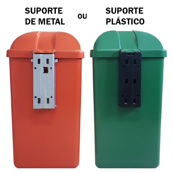 Conjunto coleta seletiva tipo papeleira 50L com 5 lixeiras